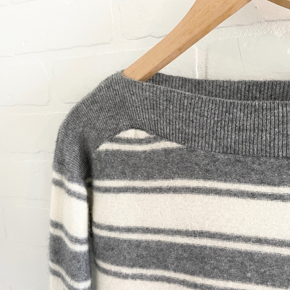 Paul Costelloe Cashmere Wool Striped Boat Neck Knit Sweater Nautical Coastal S - Picture 5 of 13